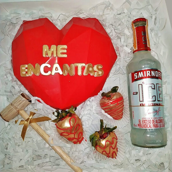 Choco Corazón Diamantado (3 Fresas y Smirnoff)