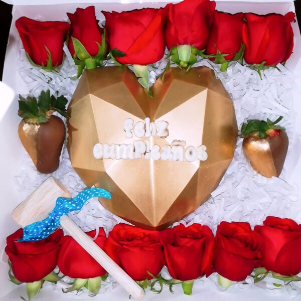 Choco Corazón Diamantado (2 Fresas 12 Rosas) - Imagen 3